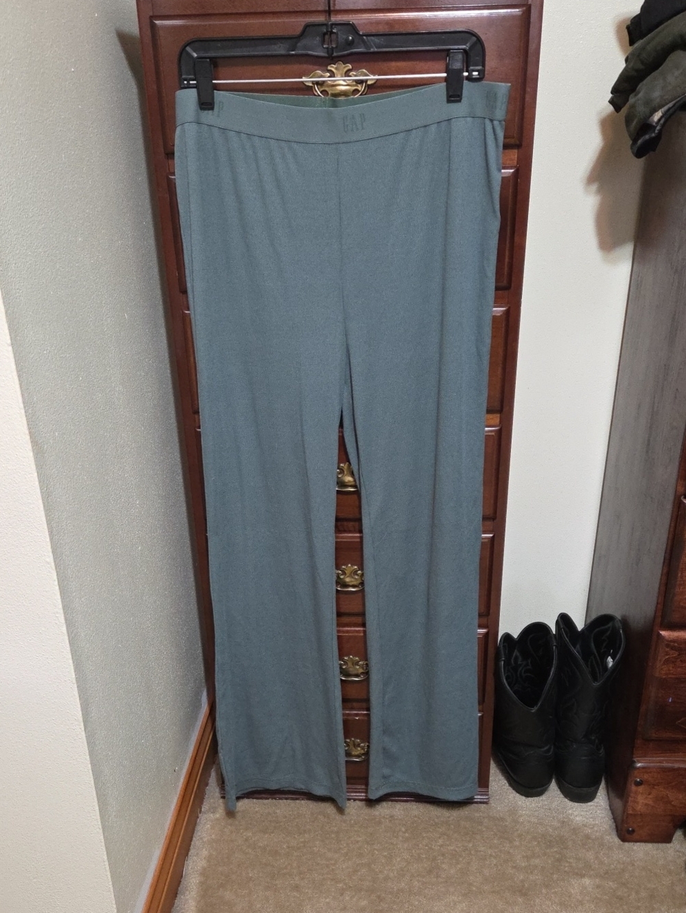 GAP Women's Wide-Leg Lounge Pants in Blue-Green